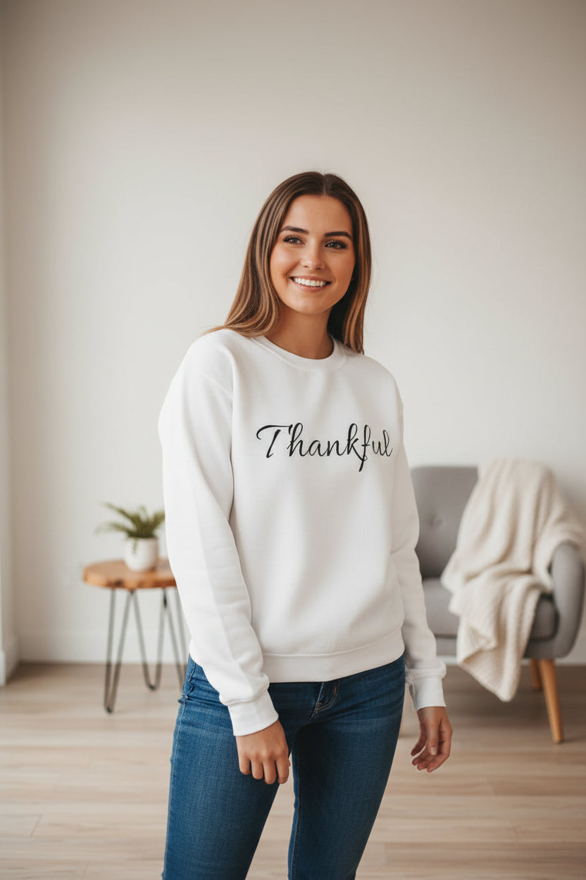 Thankful Crewneck Sweatshirt — Cozy Thanksgiving Pullover