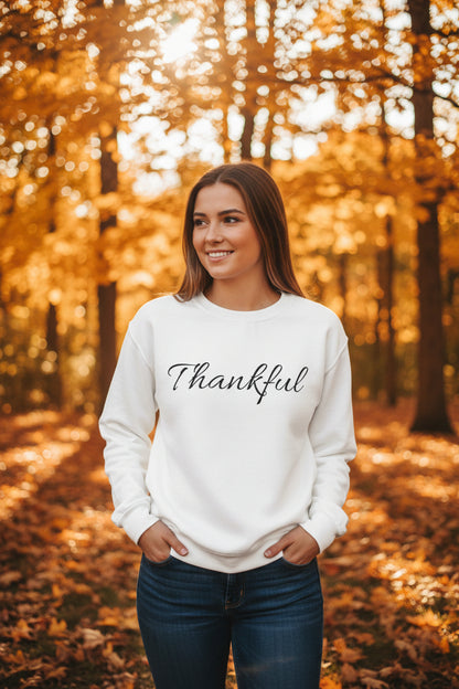 Thankful Crewneck Sweatshirt — Cozy Thanksgiving Pullover