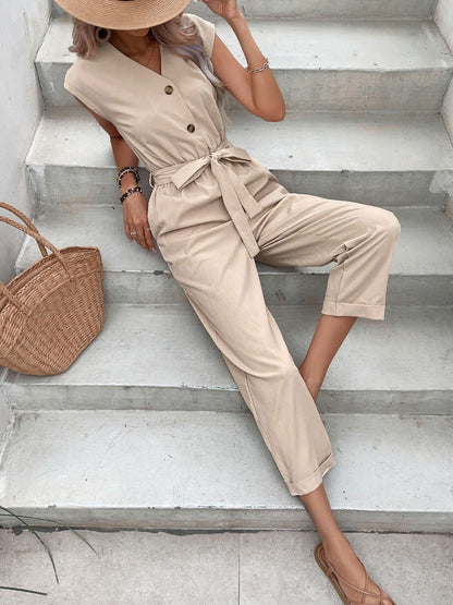 European Style V-neck Jumpsuit for Women | Casual Jumpsuits for Women