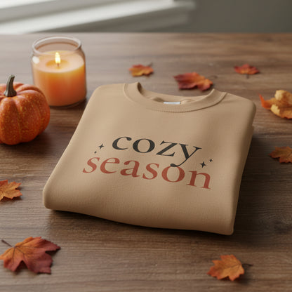 Women’s Cozy Season Sweatshirt, Fall Graphic Crewneck, Cute Autumn Pullover