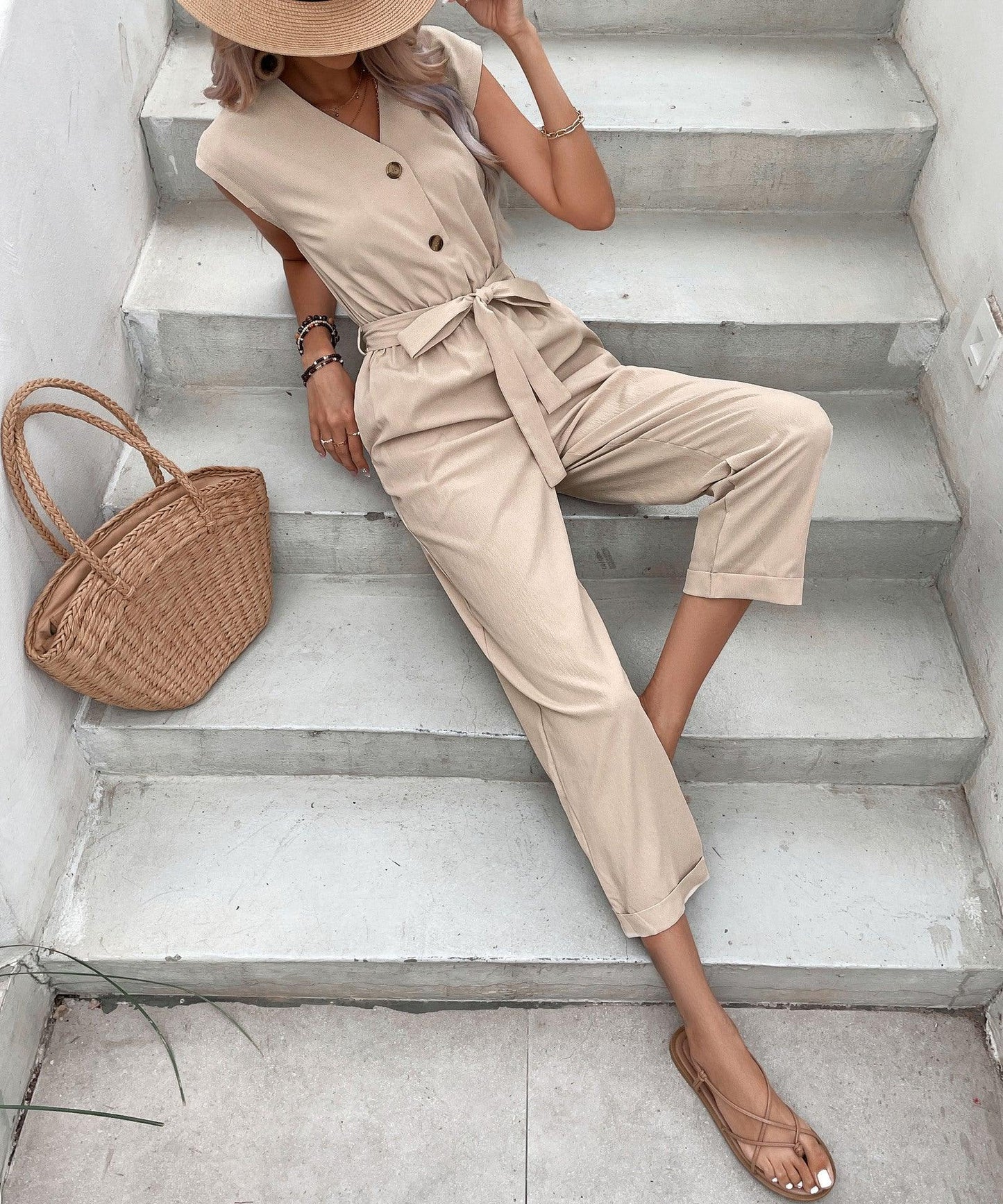 European Style V-neck Jumpsuit for Women | Casual Jumpsuits for Women