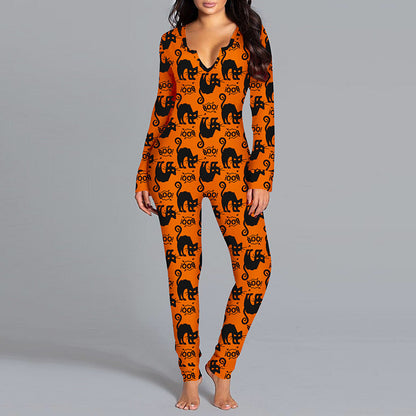 Women's Halloween Printed Jumpsuit