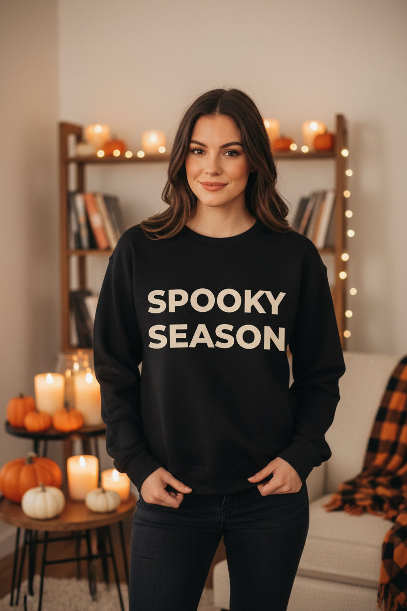 Women’s Spooky Season Sweatshirt, Halloween Graphic Crewneck, Fall Shirt