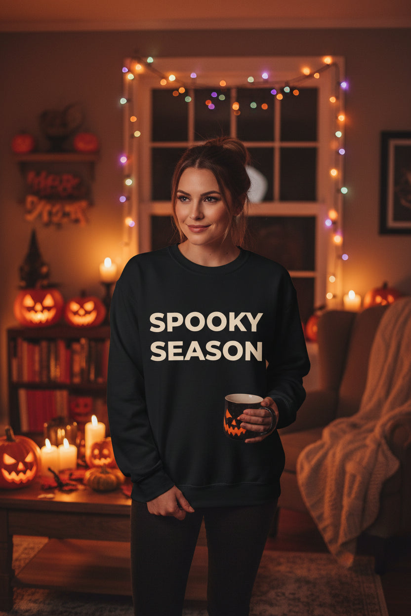 Women’s Spooky Season Sweatshirt, Halloween Graphic Crewneck, Fall Shirt