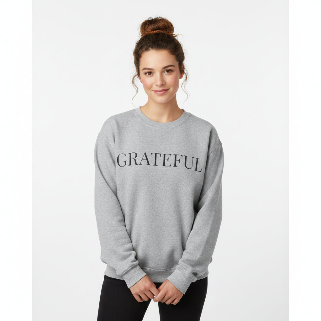 Women’s Grateful Sweatshirt, Fall Thanksgiving Graphic Crewneck, Cute Autumn Gratitude Shirt for Women