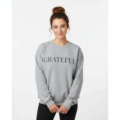 Women’s Grateful Sweatshirt, Fall Thanksgiving Graphic Crewneck, Cute Autumn Gratitude Shirt for Women