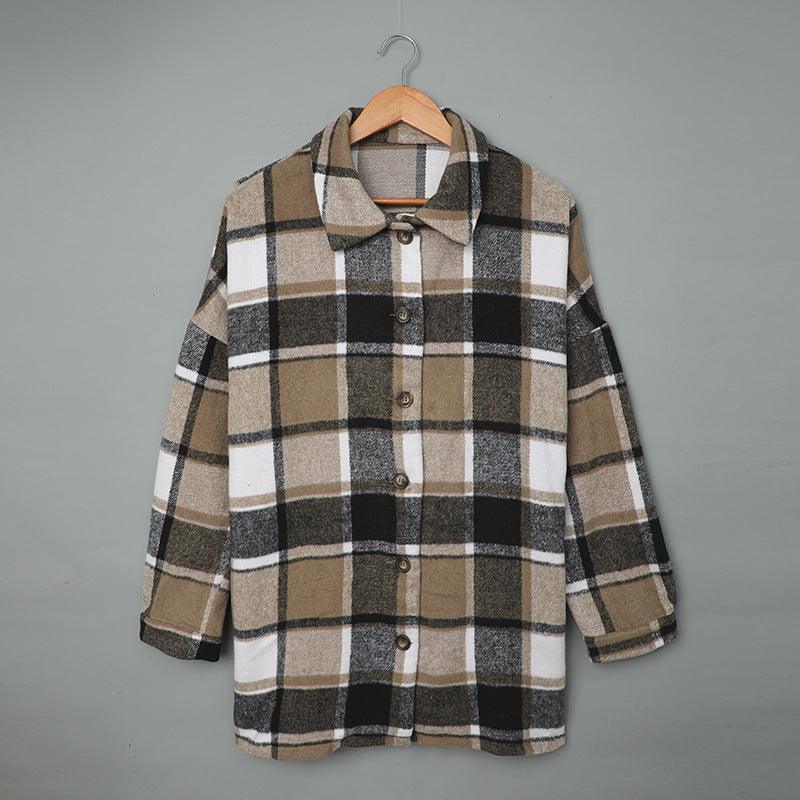 Classic Long-Sleeved Plaid Flannel Shirt — Women's Cozy Wear