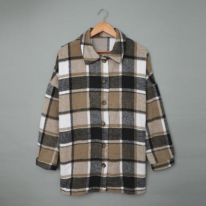 Classic Long-Sleeved Plaid Flannel Shirt — Women's Cozy Wear