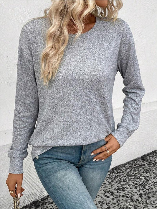 Casual Loose Fit Round Neck Sweater — Women's Cozy Knitwear