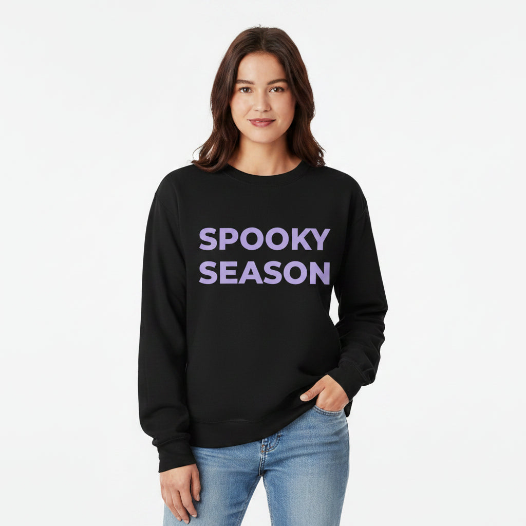 Women’s Spooky Season Sweatshirt, Light Purple Letter