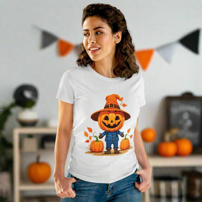 Jolly Scarecrow & Pumpkins Halloween Tee — Women's T-shirt