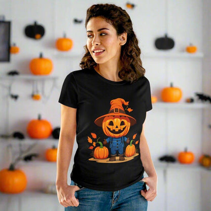 Jolly Scarecrow & Pumpkins Halloween Tee — Women's T-shirt