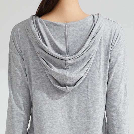 Fast Drying Yoga Fitness Hoodie T-Shirt Top Thin Yoga Top Long Sleeve Yoga Fitness Clothes