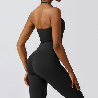 Bell Bottoms Gym Set Women One-piece Yoga Suit Sports Jumpsuit Women Fitness Rompers Stretch Workout Flare Leggings Bodysuits