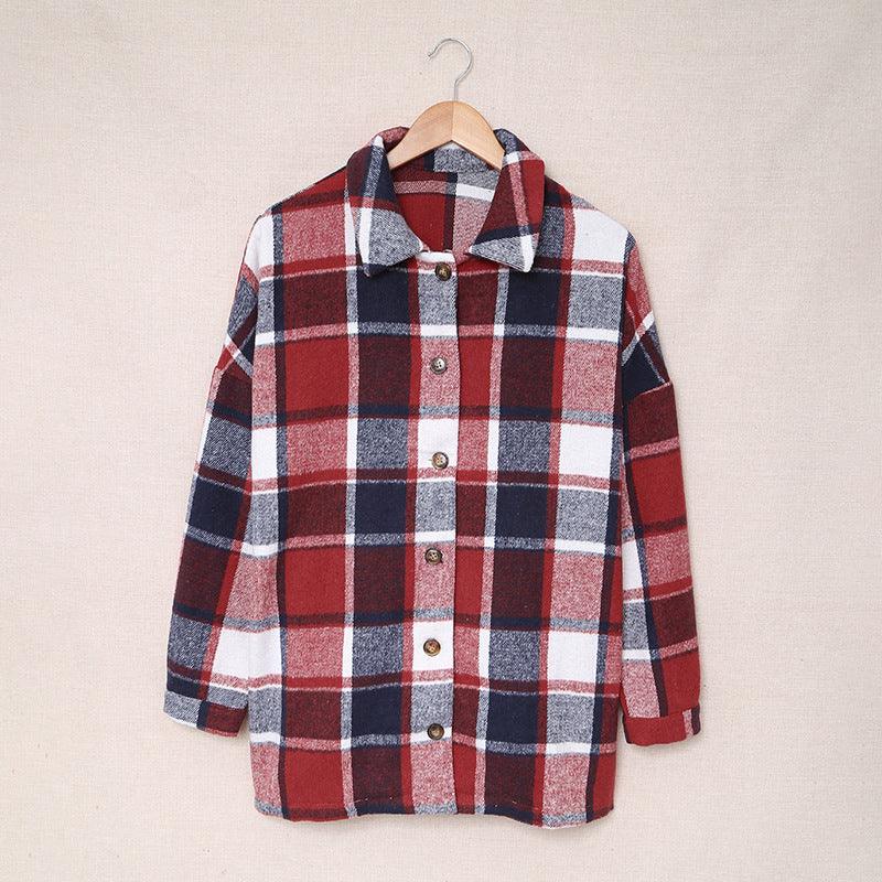 Classic Long-Sleeved Plaid Flannel Shirt — Women's Cozy Wear