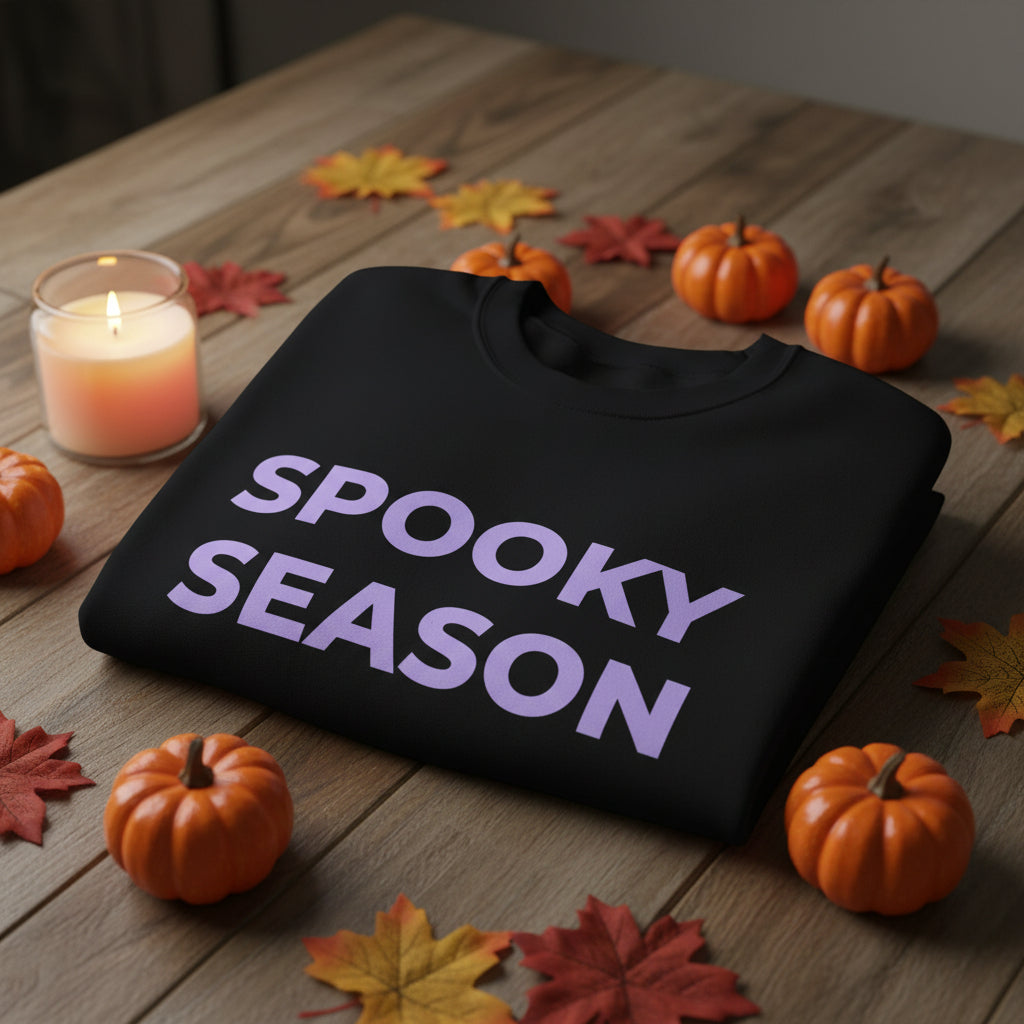 Women’s Spooky Season Sweatshirt, Light Purple Letter