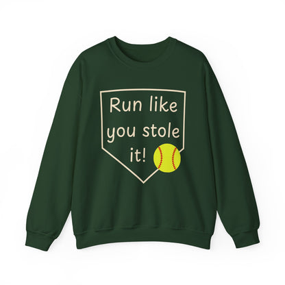 Run Like You Stole It Softball Crewneck Sweatshirt