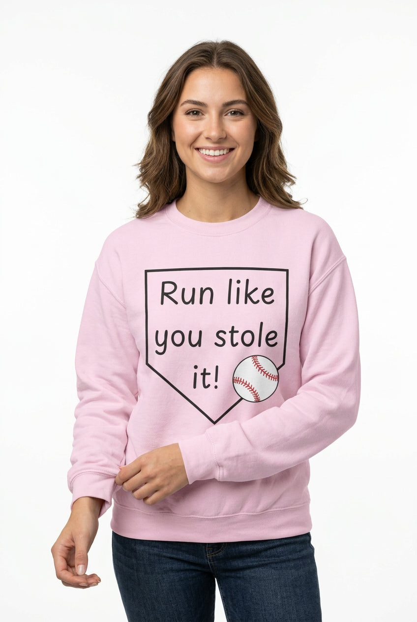 Run Like You Stole It Baseball Crewneck Sweatshirt