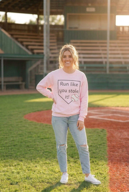 Run Like You Stole It Baseball Crewneck Sweatshirt