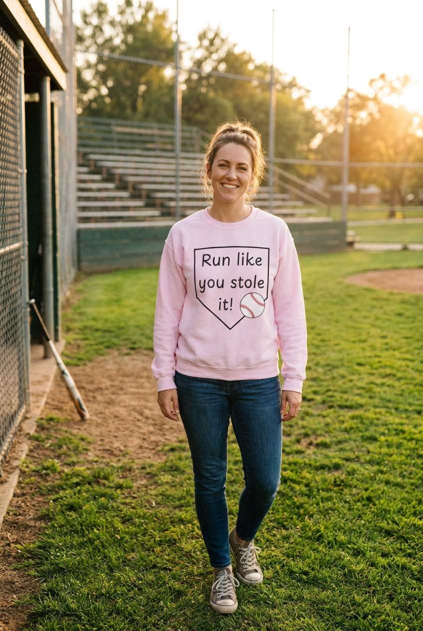 Run Like You Stole It Baseball Crewneck Sweatshirt