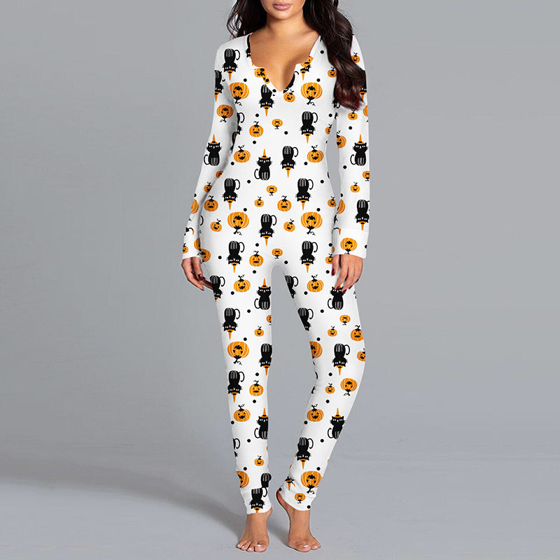 Women's Halloween Printed Jumpsuit