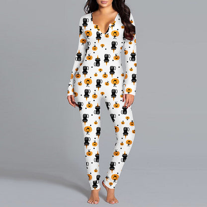 Women's Halloween Printed Jumpsuit
