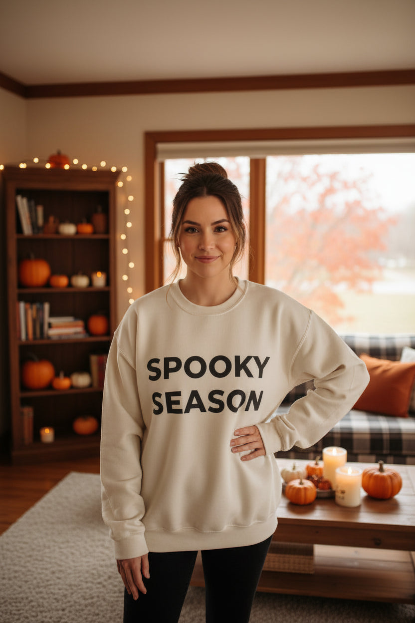 Women’s Spooky Season Sweatshirt, Halloween Graphic Crewneck, Fall Shirt