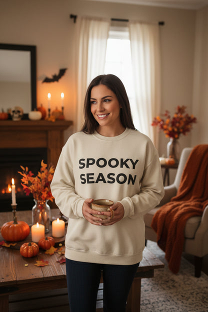 Women’s Spooky Season Sweatshirt, Halloween Graphic Crewneck, Fall Shirt