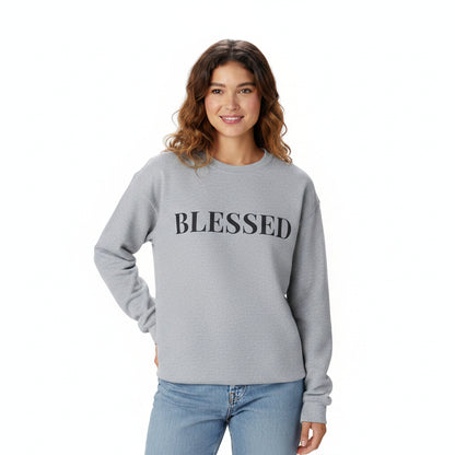Women’s Blessed Sweatshirt, Fall Thanksgiving Graphic Crewneck, Grateful Autumn Shirt for Women