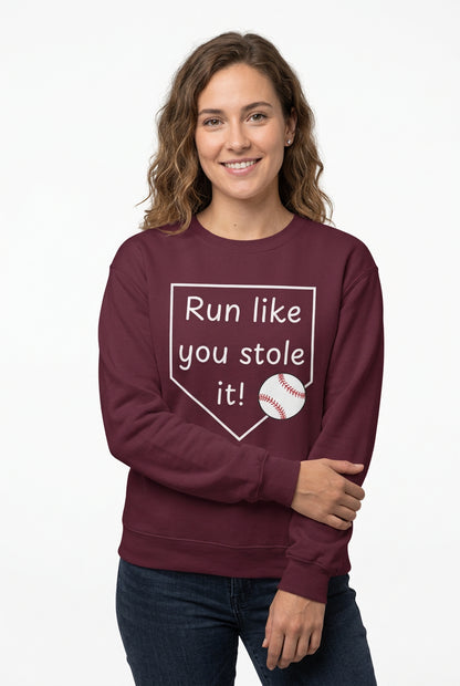 Run Like You Stole It Baseball Crewneck Sweatshirt