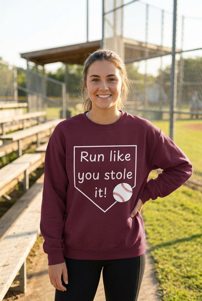 Run Like You Stole It Baseball Crewneck Sweatshirt