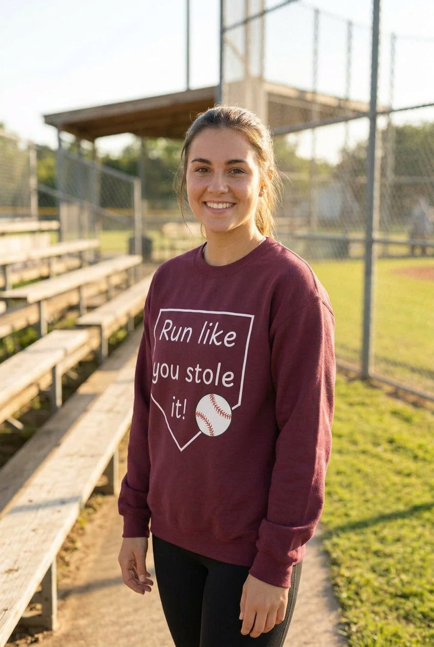 Run Like You Stole It Baseball Crewneck Sweatshirt