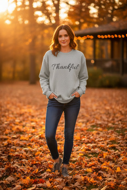 Thankful Crewneck Sweatshirt — Cozy Thanksgiving Pullover