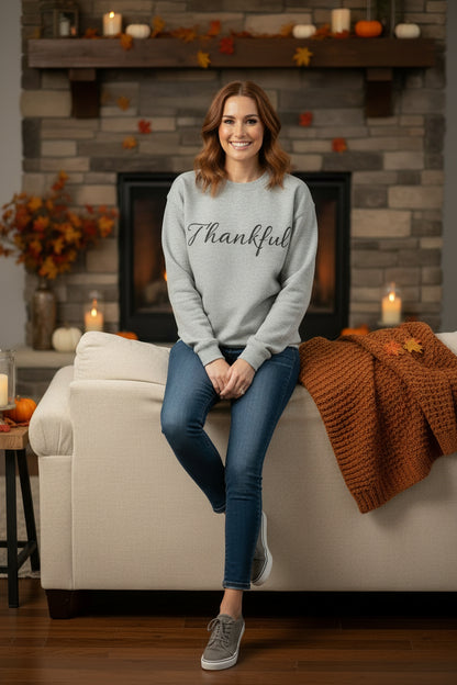 Thankful Crewneck Sweatshirt — Cozy Thanksgiving Pullover