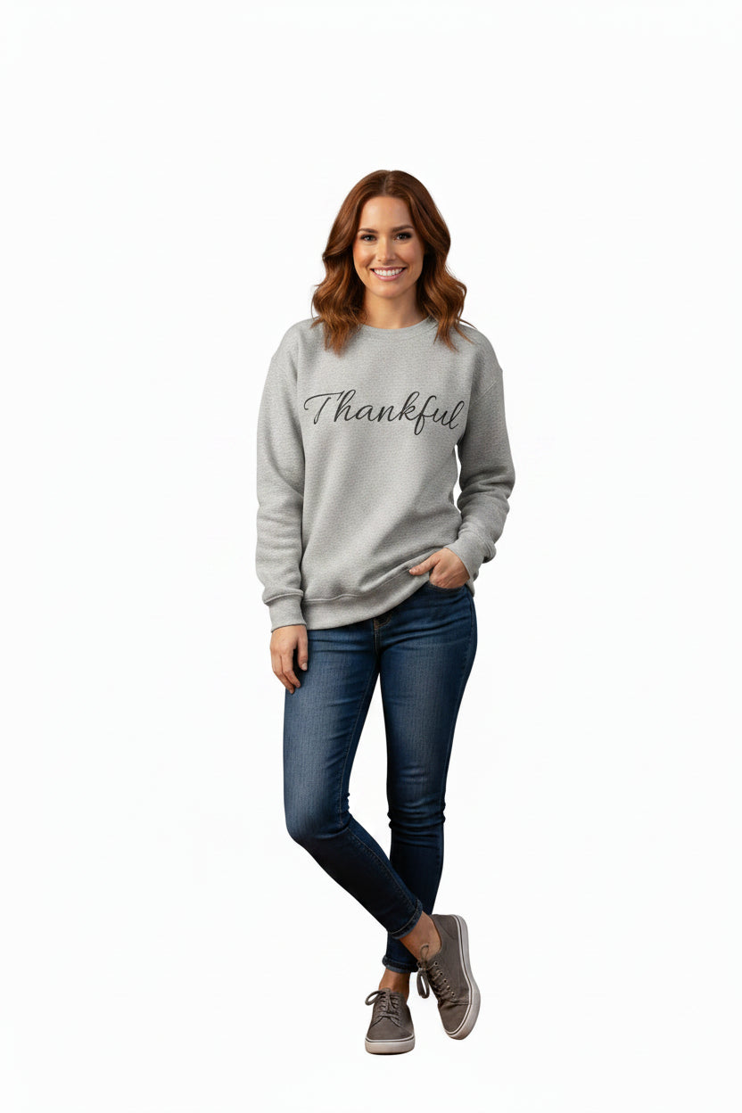 Thankful Crewneck Sweatshirt — Cozy Thanksgiving Pullover