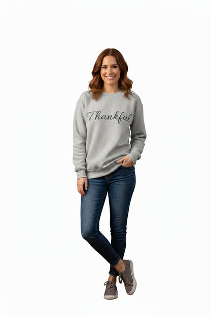 Thankful Crewneck Sweatshirt — Cozy Thanksgiving Pullover