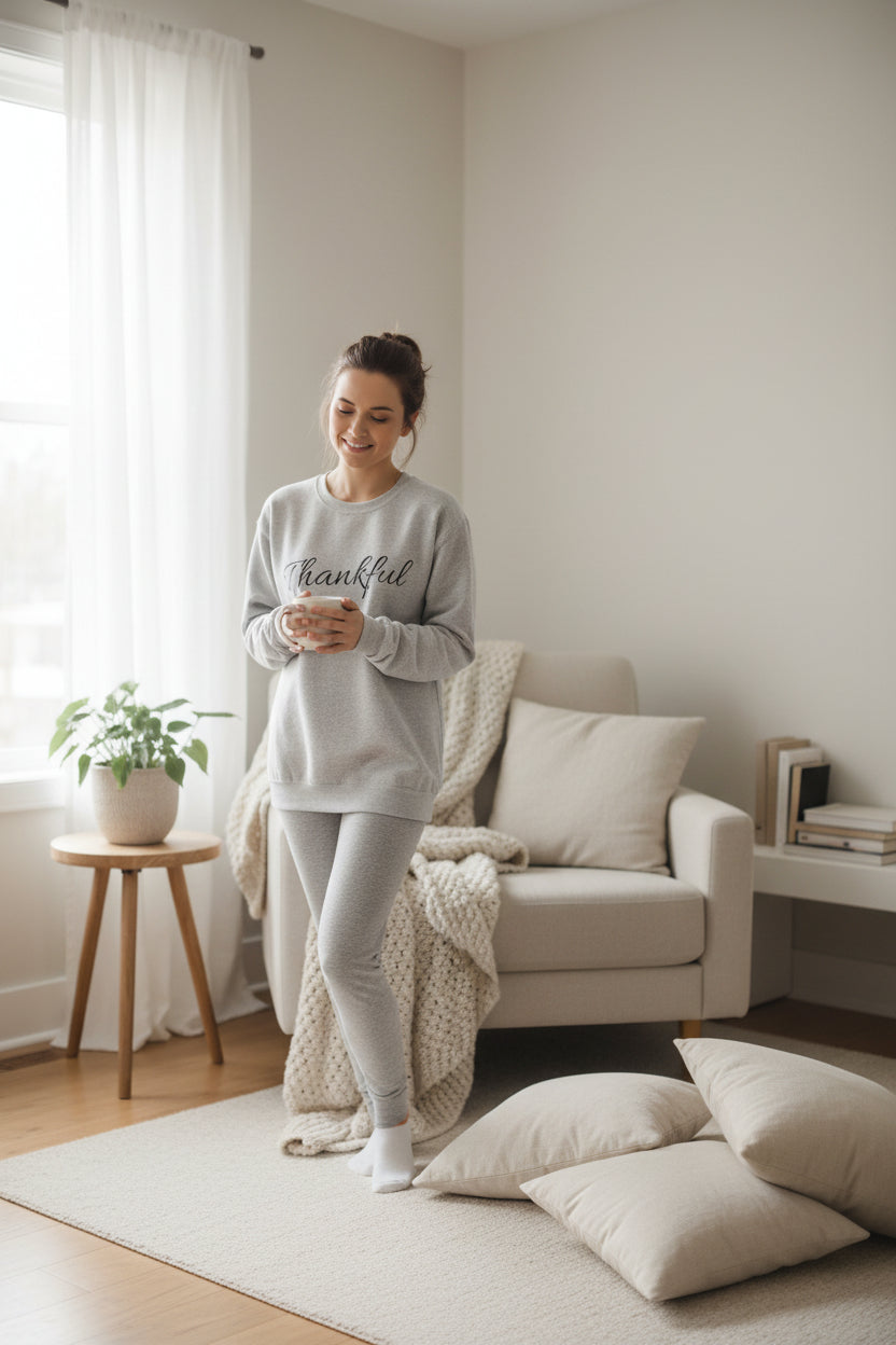 Thankful Crewneck Sweatshirt — Cozy Thanksgiving Pullover