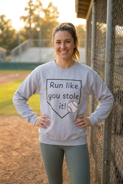 Run Like You Stole It Baseball Crewneck Sweatshirt