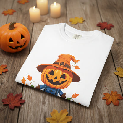 Women’s Scarecrow Pumpkin Halloween T-Shirt, Cute Fall Graphic Tee, Autumn Shirt