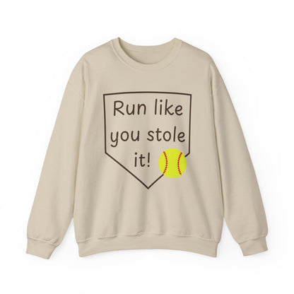 Run Like You Stole It Softball Crewneck Sweatshirt