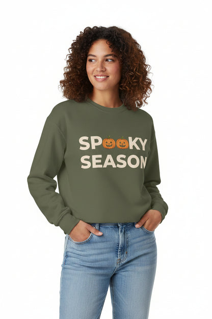 Women’s Spooky Season Pumpkin Sweatshirt, Halloween Graphic Crewneck, Fall Shirt