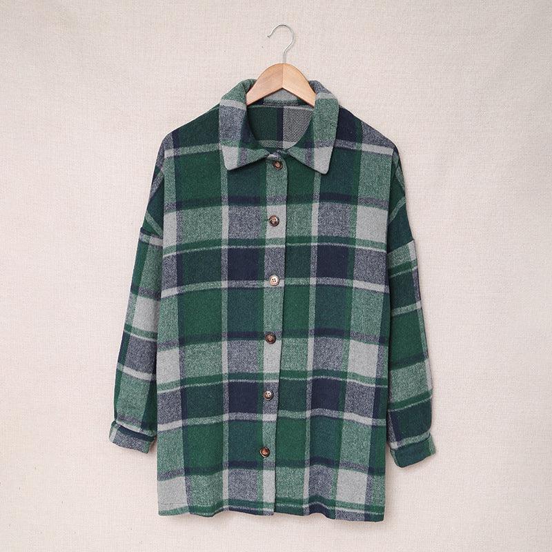 Classic Long-Sleeved Plaid Flannel Shirt — Women's Cozy Wear