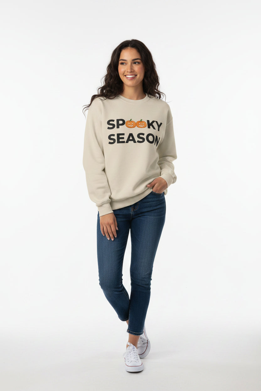 Women’s Spooky Season Pumpkin Sweatshirt, Halloween Graphic Crewneck, Fall Shirt