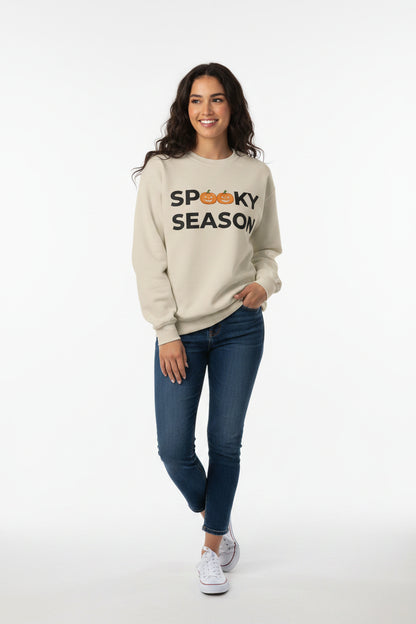 Women’s Spooky Season Pumpkin Sweatshirt, Halloween Graphic Crewneck, Fall Shirt