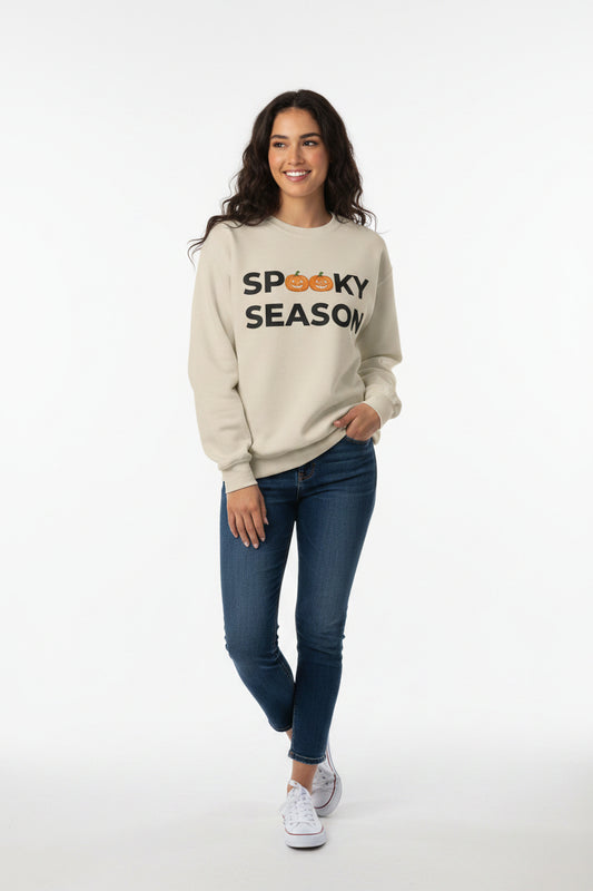 Women’s Spooky Season Pumpkin Sweatshirt, Halloween Graphic Crewneck, Fall Shirt