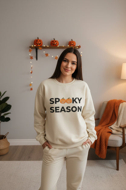 Women’s Spooky Season Pumpkin Sweatshirt, Halloween Graphic Crewneck, Fall Shirt
