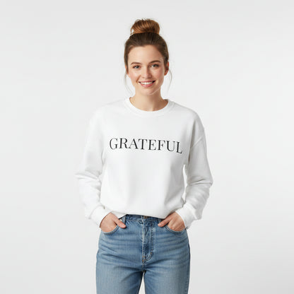 Women’s Grateful Sweatshirt, Fall Thanksgiving Graphic Crewneck, Cute Autumn Gratitude Shirt for Women