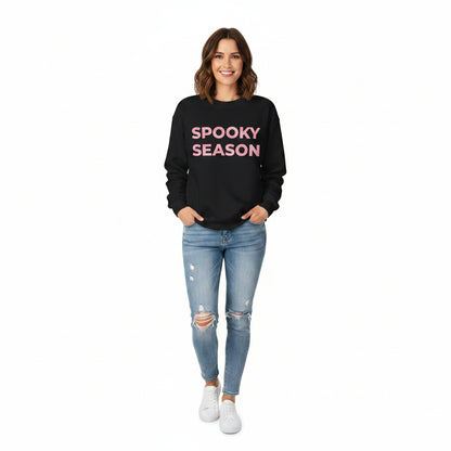Women’s Spooky Season Sweatshirt, Light Pink Letters