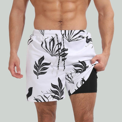 Snowy Floating Leaves AquaFlex Men's Swim Shorts | JHB Marketplace