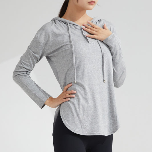 Fast Drying Yoga Fitness Hoodie T-Shirt Top Thin Yoga Top Long Sleeve Yoga Fitness Clothes